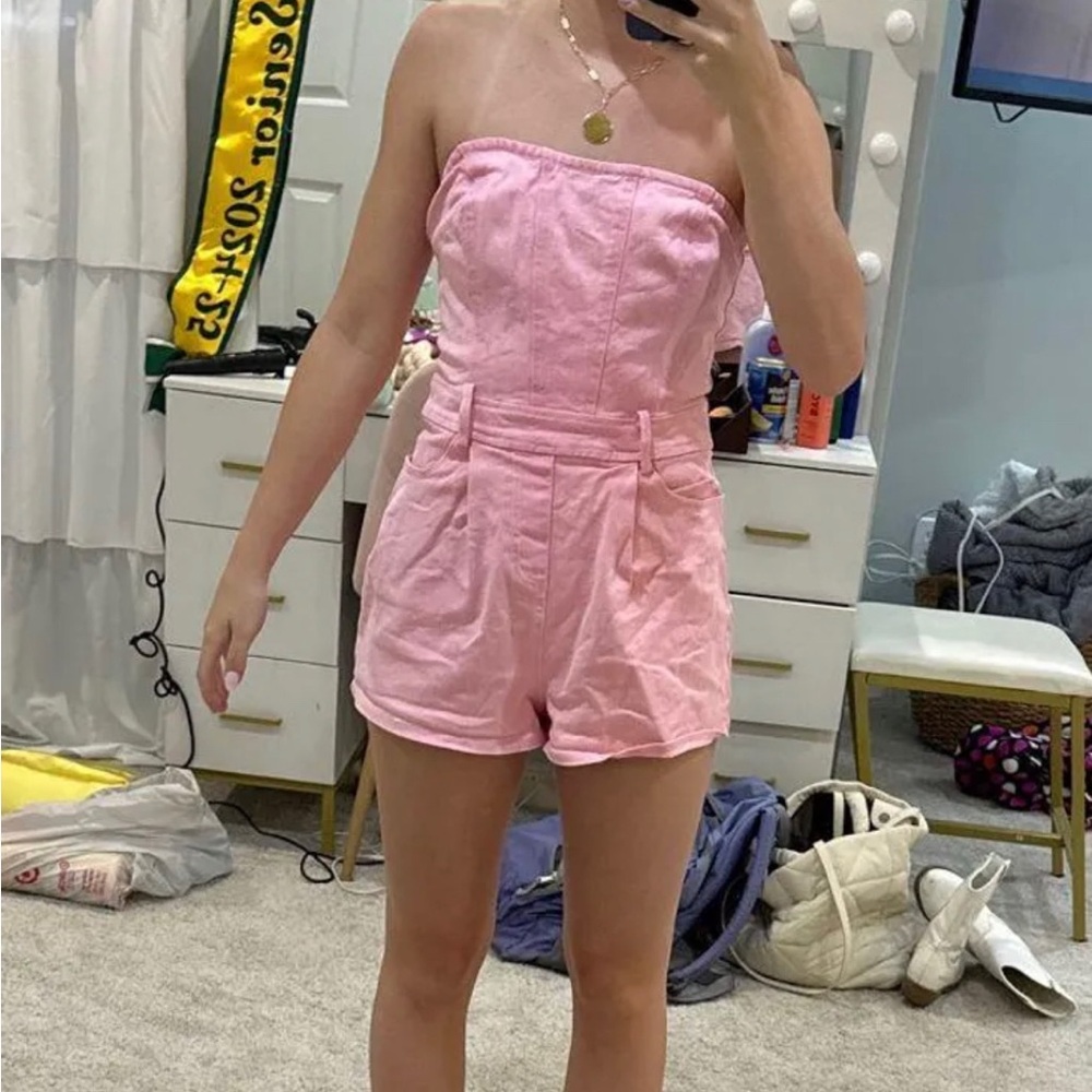 Pink Strapless Romper